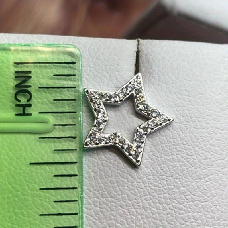 A Pair of Stylish Small Hollow Synthetic Zircon Pentagram Earrings, Elegant Star Shape and Versatile Geometric Earrings