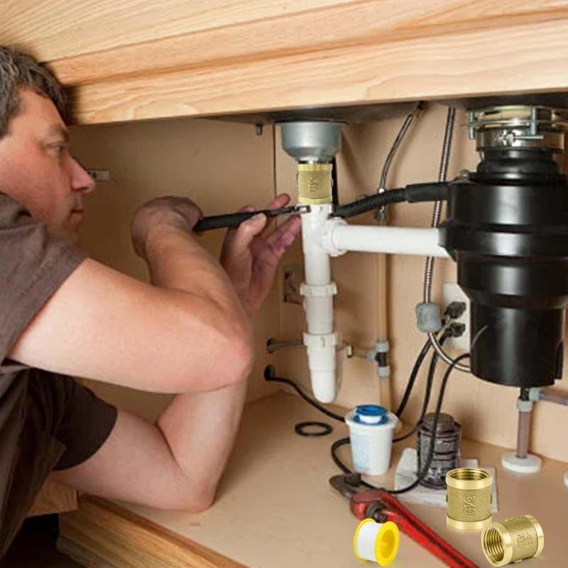 Pack of 2 High Temperature Resistant Copper Sleeve Adapters Fitting 20mm Threaded Connectors for Copper Pipe Joints