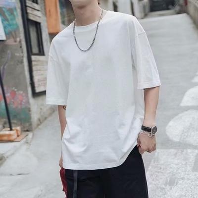 Sommer Herren T-Shirt Rundhals Einfarbig Casual Style Halbarm Locker Pullover Alltagskleidung Jugendlicher Teenager
