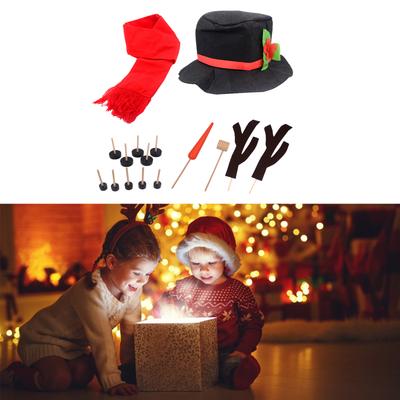 16Pcs Winter Holiday Outdoor Kid Toy Christmas Decorations Snowman Decorating Making Kits Christmas Snowman Dress Up Set