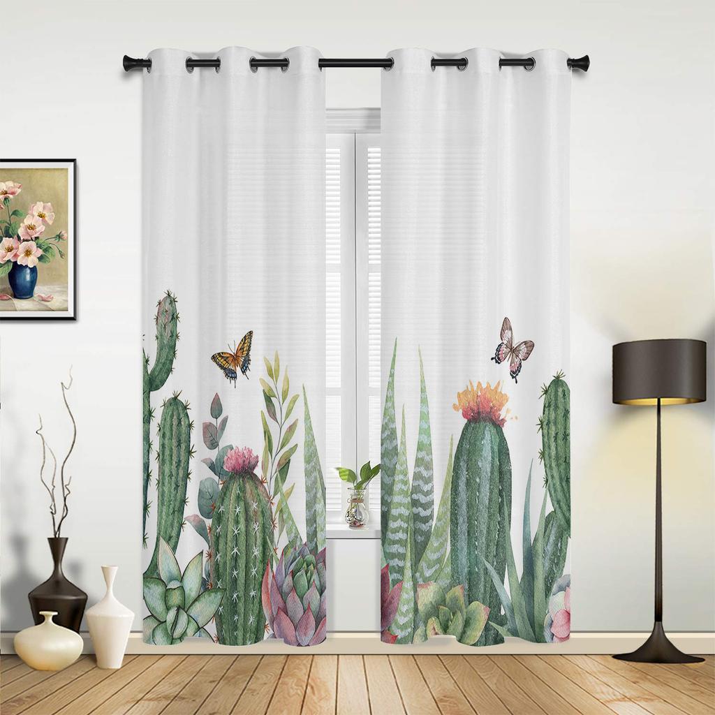 Ins Stil Kaktus Tropische Pflanzen Vorhänge für Schlafzimmer Wohnzimmer Fensterdekorationen Jalousien Küche Heimdeko Vorhänge