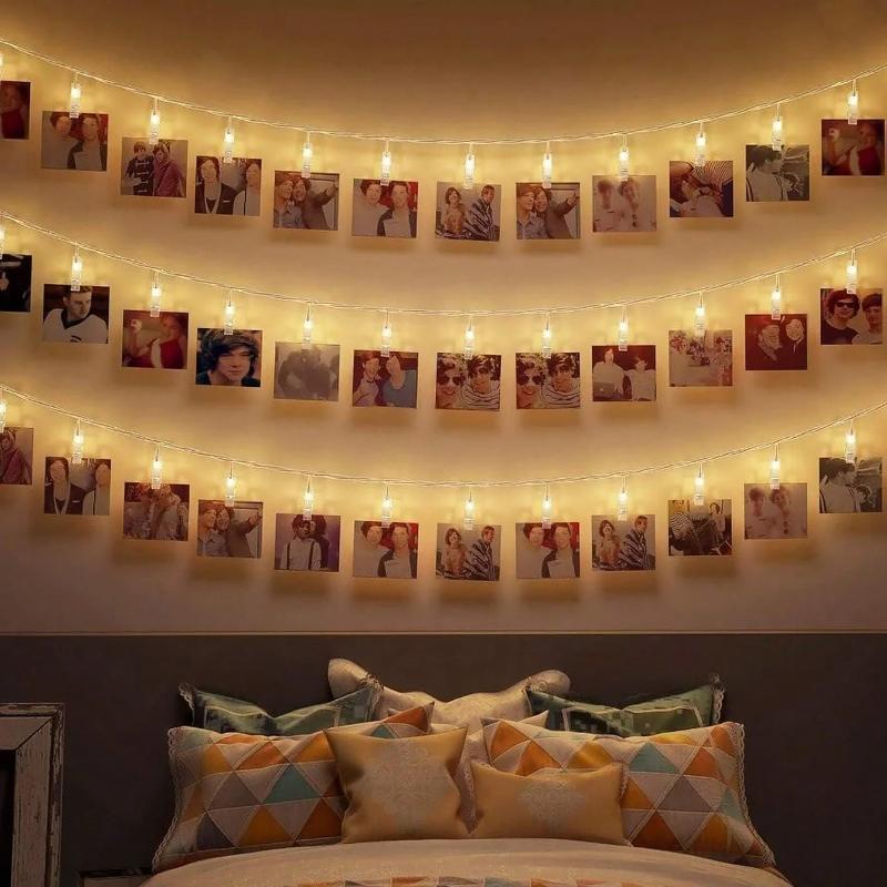 LED Photo Clip Fairy String Lights Transparent Clips Wall Hanging Lights Picture Card Decor for Wedding Birthday Party