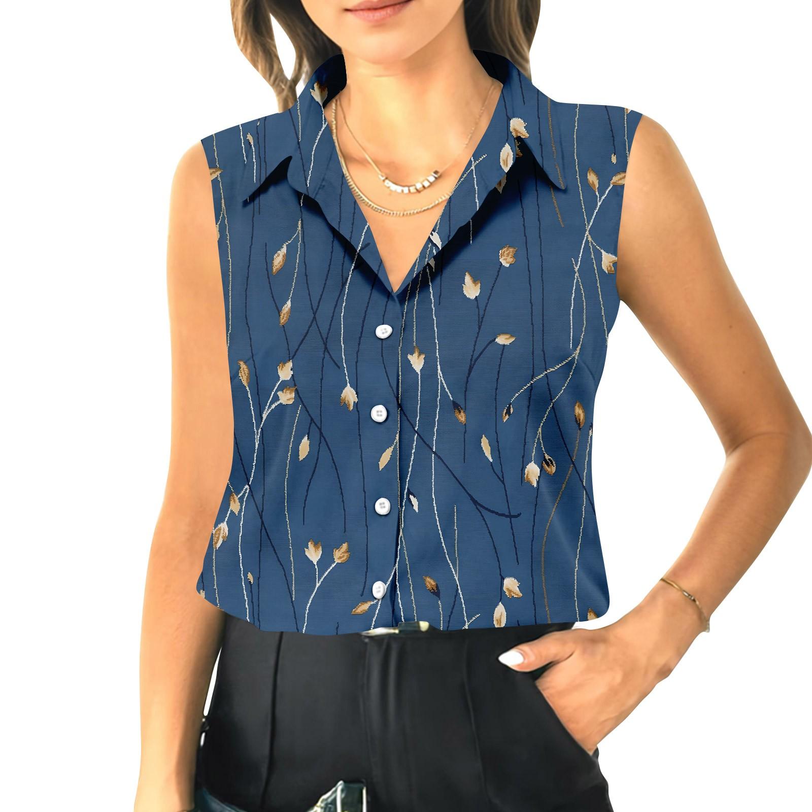 Women s Summer Sleeveless Loose Shirt Neck Casual Sleeveless Top XXL темно-синий