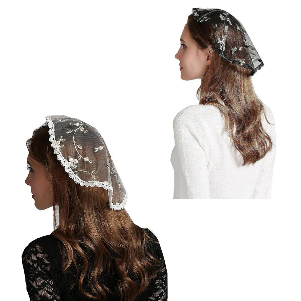 Chapel Headcoverimg Mantilla Headpiece Church Cap Veil Embroidery Mesh Church Veil Chapel Veil Head Covering