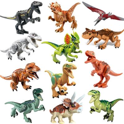 12pcs Dinosaur Tyrannosaurus Rex Triceratops Carnivore Taurosaur Double Crown Dragon Child Boy Building Block Toy