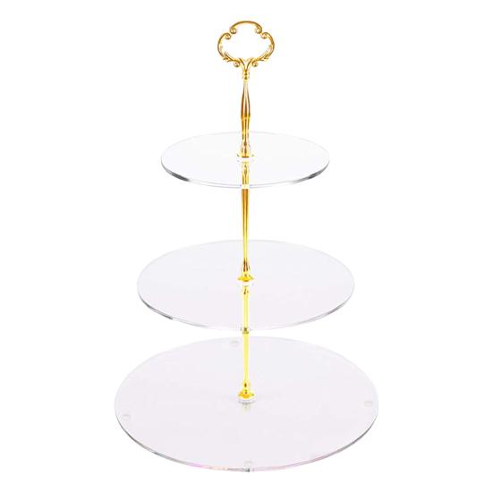Acrylic Cake Display Stand 3-Tier Round Shape Design Easy Assembly Transparent Versatile Tiered