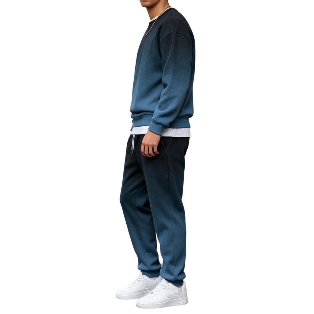 Men's Gradient Print Hoodie and Jogger Pants Set Casual Loose Fit Two Piece Outfit