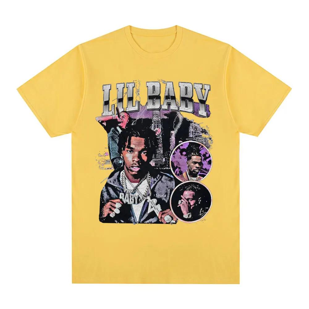 Hip Hop Rapper Lil Baby T-shirt Vintage Graphic Print Oversized T-shirts Fashion Aesthetic Short Sleeve T Shirts Streetwear Unisex