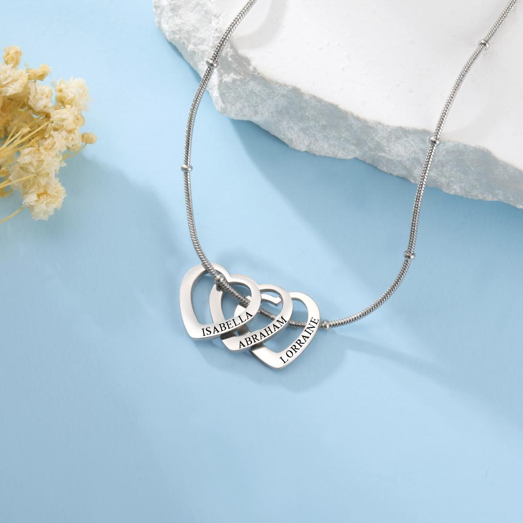 Custom Heart Necklace With Name Personalized Family Kid Love Charm Stainless Steel Jewelry Gift For Women Couple Mother Friend