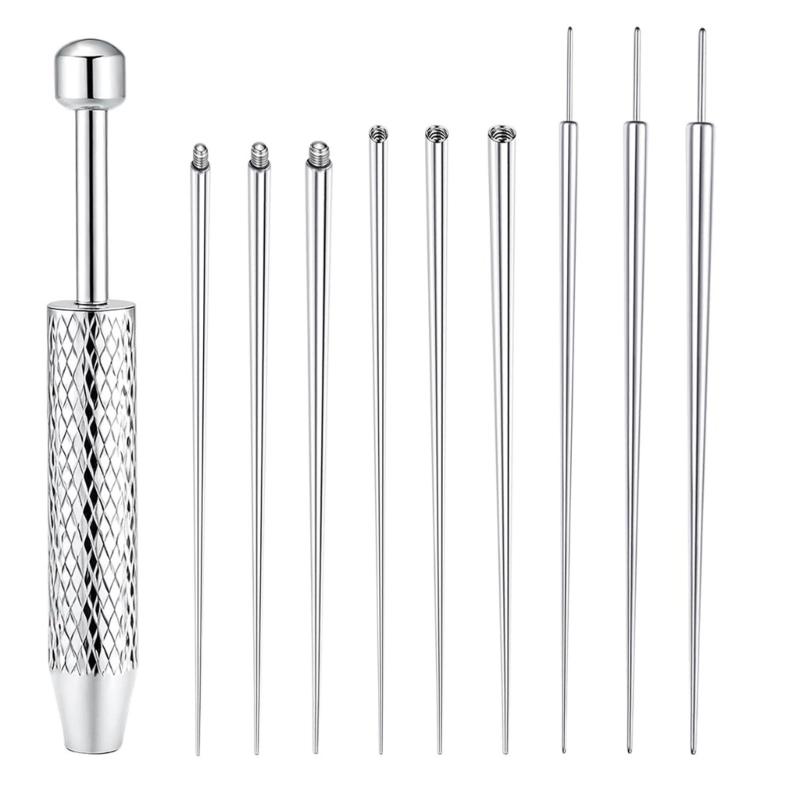 Grasper And Curved Piercing Guide Needle Set For Easy Accurate Body Piercing On Sensitive Skin
