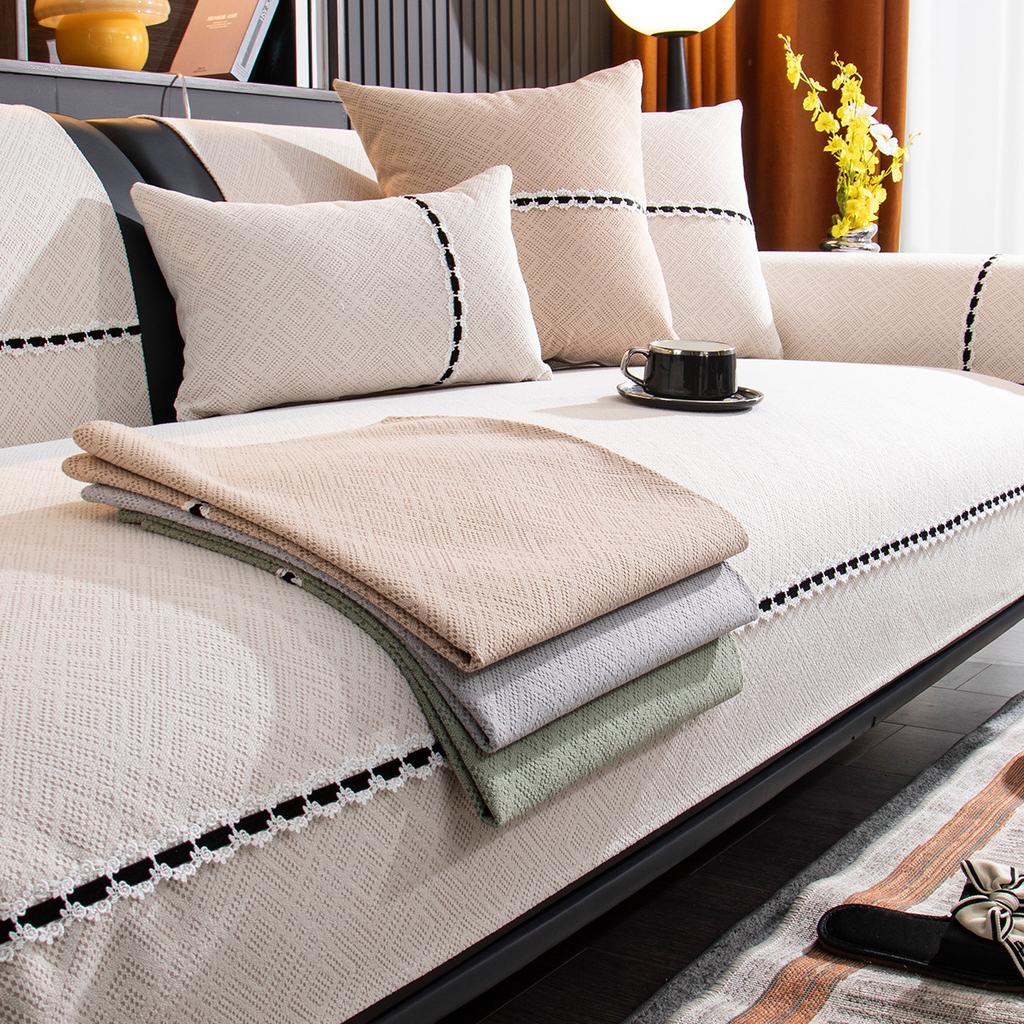 Sofa Cushion Non-Slip Simple Modern Light Luxury Style Leather Cushion for Four Seasons Thickened Fleece-lined Sofa Cover
