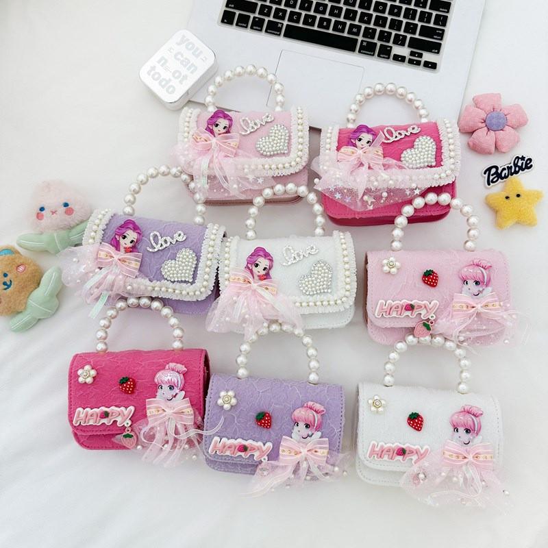 Girl Cinderella Belle Crossbody Shoulder Bag Cute Pearl Accessory Purse