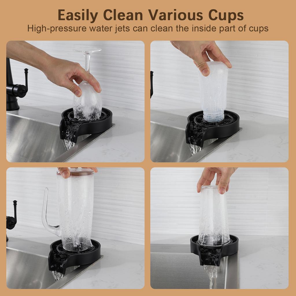 Glass Rinser for Kitchen Sink Bottle Cups Washer for Sink Attachment Bar Glass Rinser ABS Kitchen