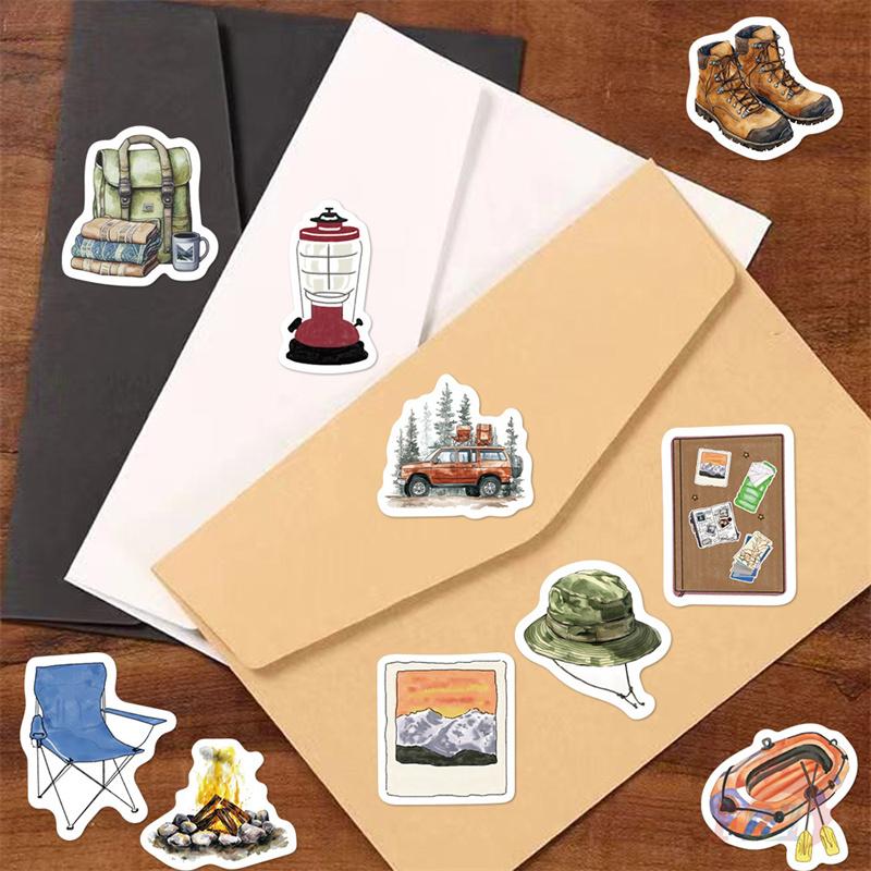 500Pcs/Roll Outdoor Camping Kids Rewards Stickers - DIY Scrapbooks Album Decor Sealing Label Decals