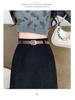 Women's High-Waist Corduroy Skirt: Retro Mid-Length with Spring/Autumn Slit & Hong Kong Style Drape.