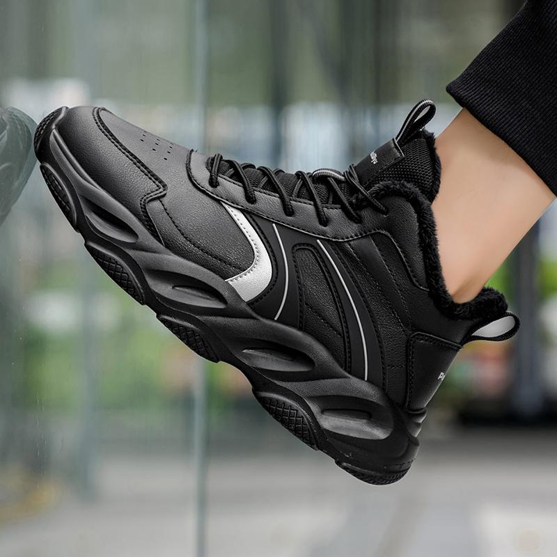 Waterproof Men's Warm Sports Shoes Fashion High Top Plush Sneakers Male Winter Outdoor Trainers for Jogging Walking