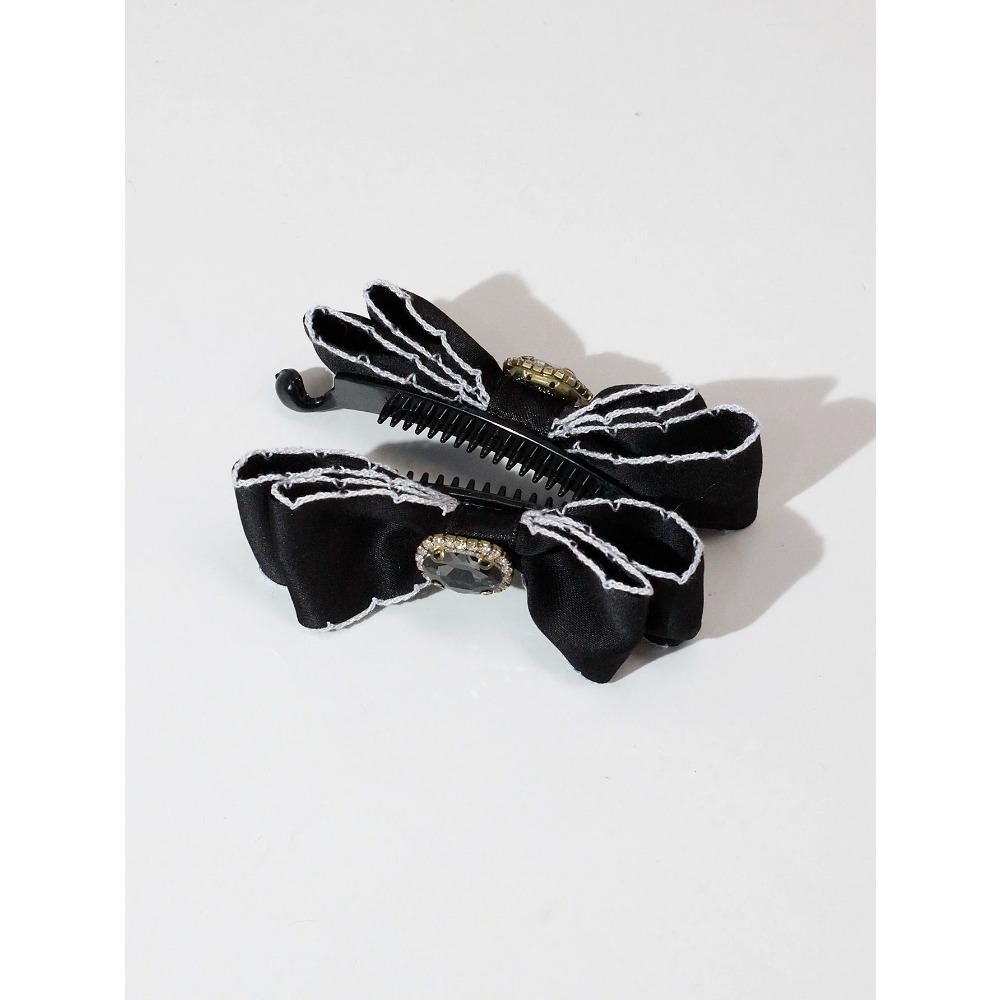 1PC Solid Color Fashion Fabric Bow Banana Hair Clips Hairpin for Women Back Head Ponytail Headdress Hair Accessories