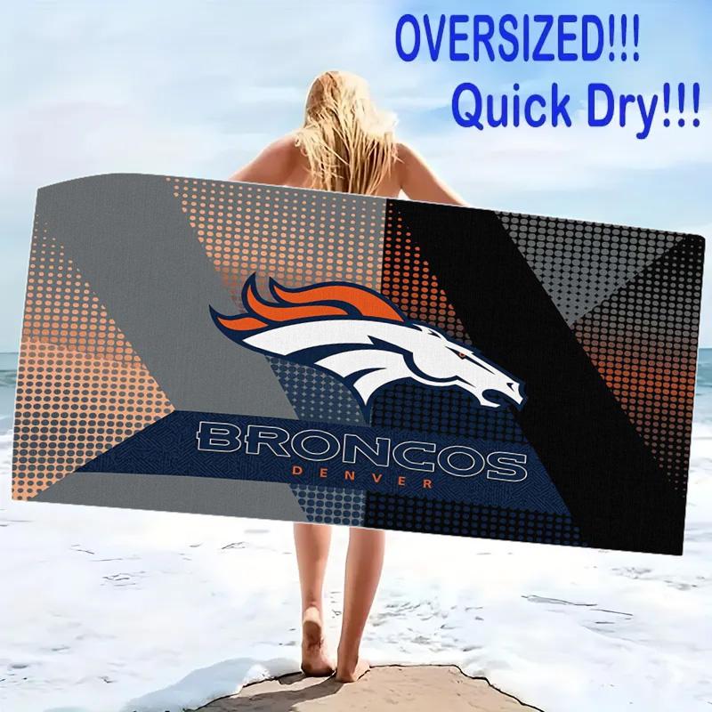 Denver Broncos Druck Strandtuch, Großes Weiches Schnelltrocknendes Handtuch für Strand Camping Schwimmen