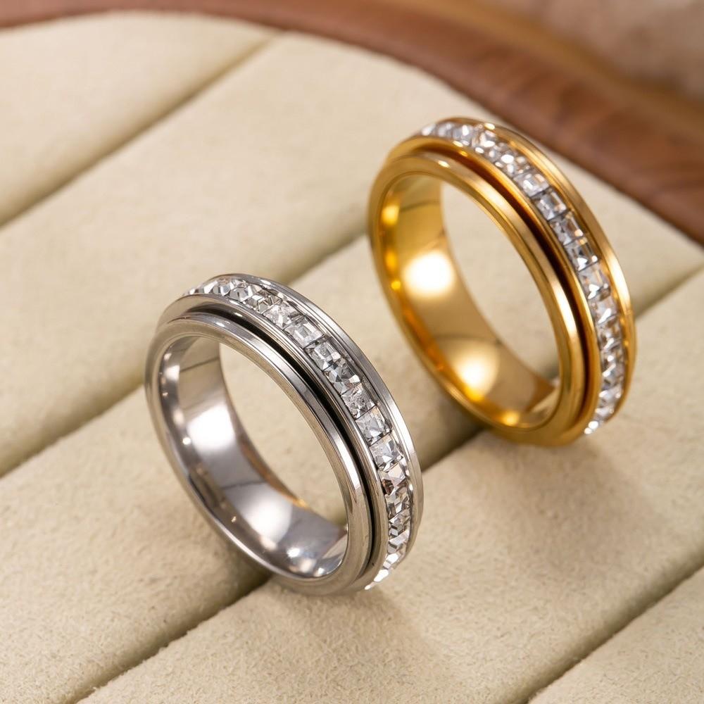 Eleganter Vollbohr-Ring Minimalistischer Fingerring Mode Drehbarer Ring Party