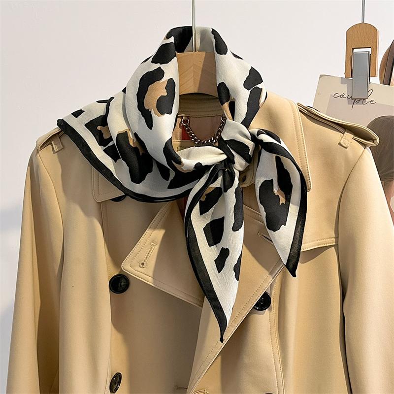 New Women's Leopard Print Scarf, Female Beach Shawl, Headband-Style Scarf, Multi-Functional, 68x68cm