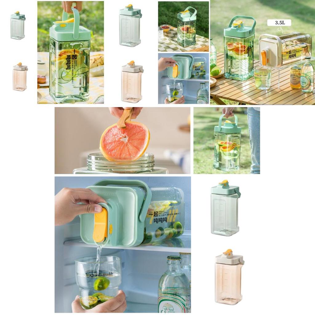 Large Capacity Modern Simple Style Ice Water Pitcher With Tap Green/white