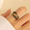 Bohemian Oil Drip Gradient Vintage Layered Titanium Steel Ring European and American Ins Style Geometric Open Stainless Steel Ring