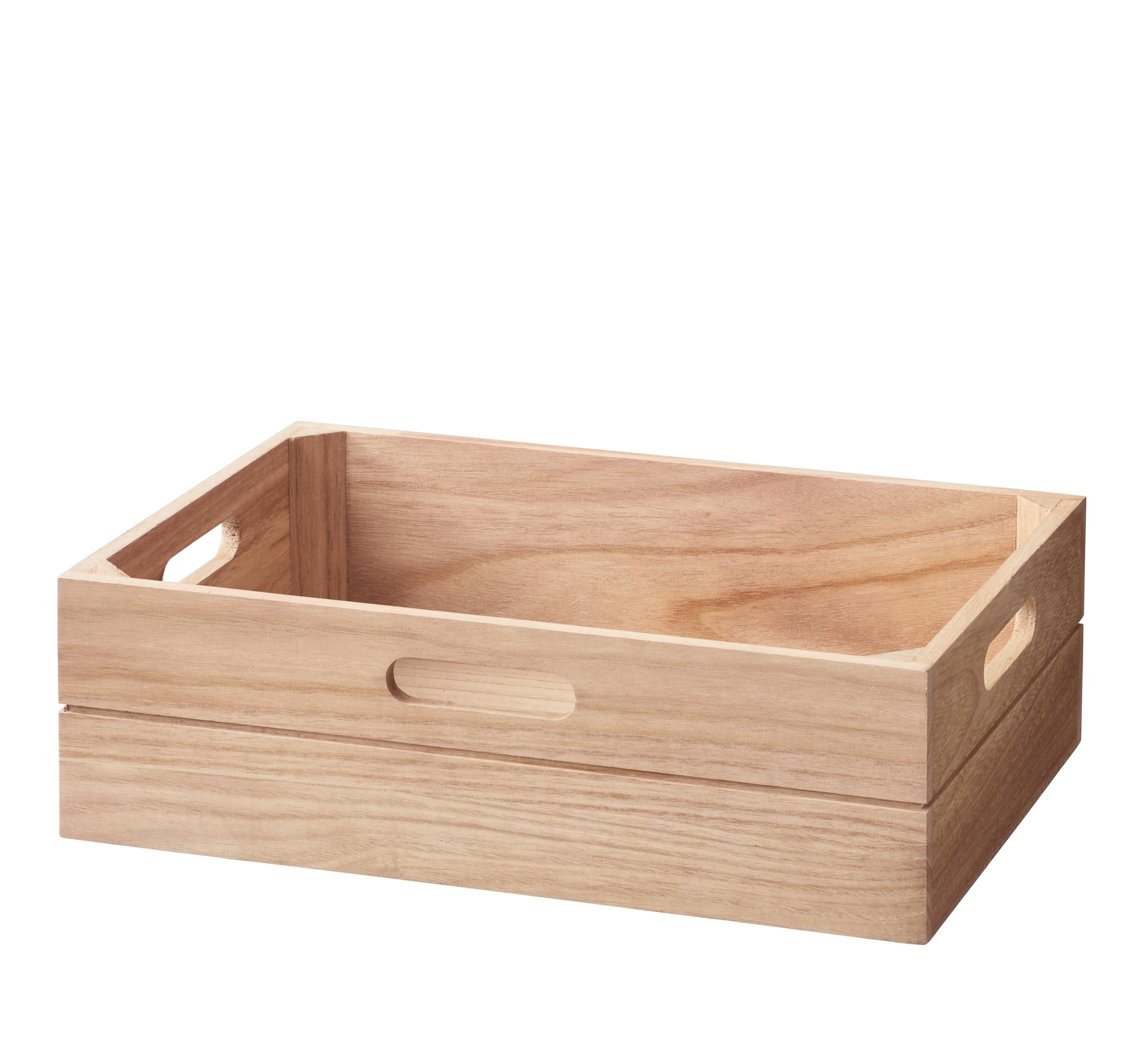 Pearl Metal Storage Box Case, Paulownia Wood, Shallow Type, 38cm (W) x 26cm (D) x 12cm (H), Stackable, N-7111