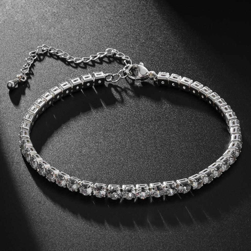 Chaîne Tennis Zircon Bracelet Tennis: Unisexe 4-5mm Mode Européenne et Américaine, Style Hip Hop