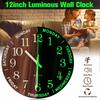 Glow In The Dark Luminous Wall Clock Silent Wall Time Clock Night Light Hanging Clock  Office