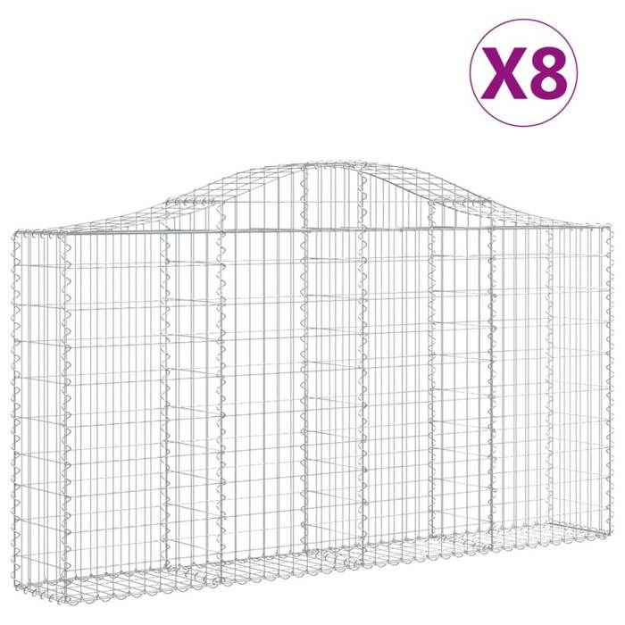 VidaXL 8x Paniers à Gabions Arqués Cages à Gabions Arquées Murs de Gabion Barrières de Jardin Terrasse Extérieur 3145436