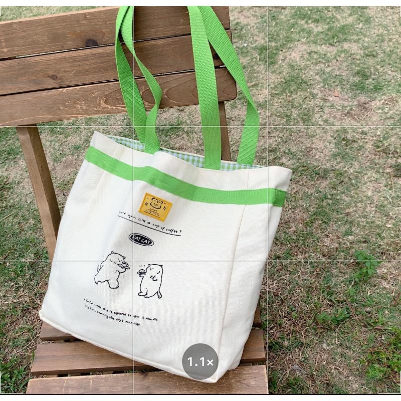 2 Wind Literary Canvas Bag Girl Cute Class Small Fresh Shoulder Bag Casual Tote Bag