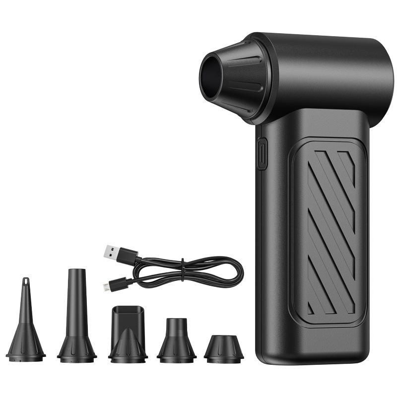 Turbo Brushless Handheld USB Fan: Mini Portable Airflow Duster D02 (Black)