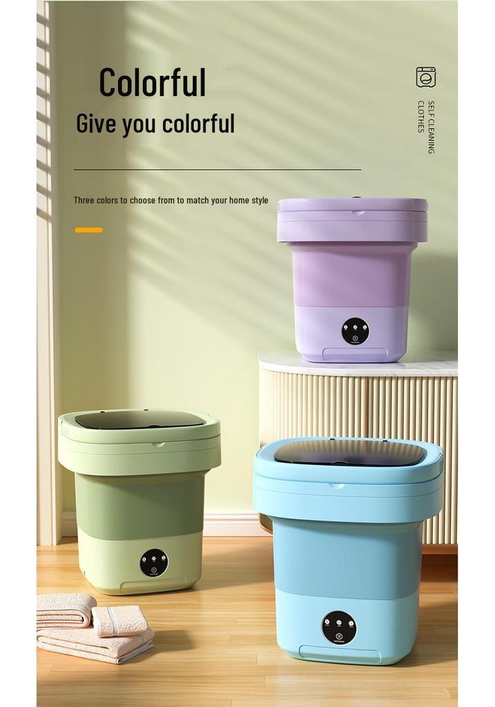 Compact Folding Washing Machine with Automatic Spin and Dehydration for Dormitory or Home Use