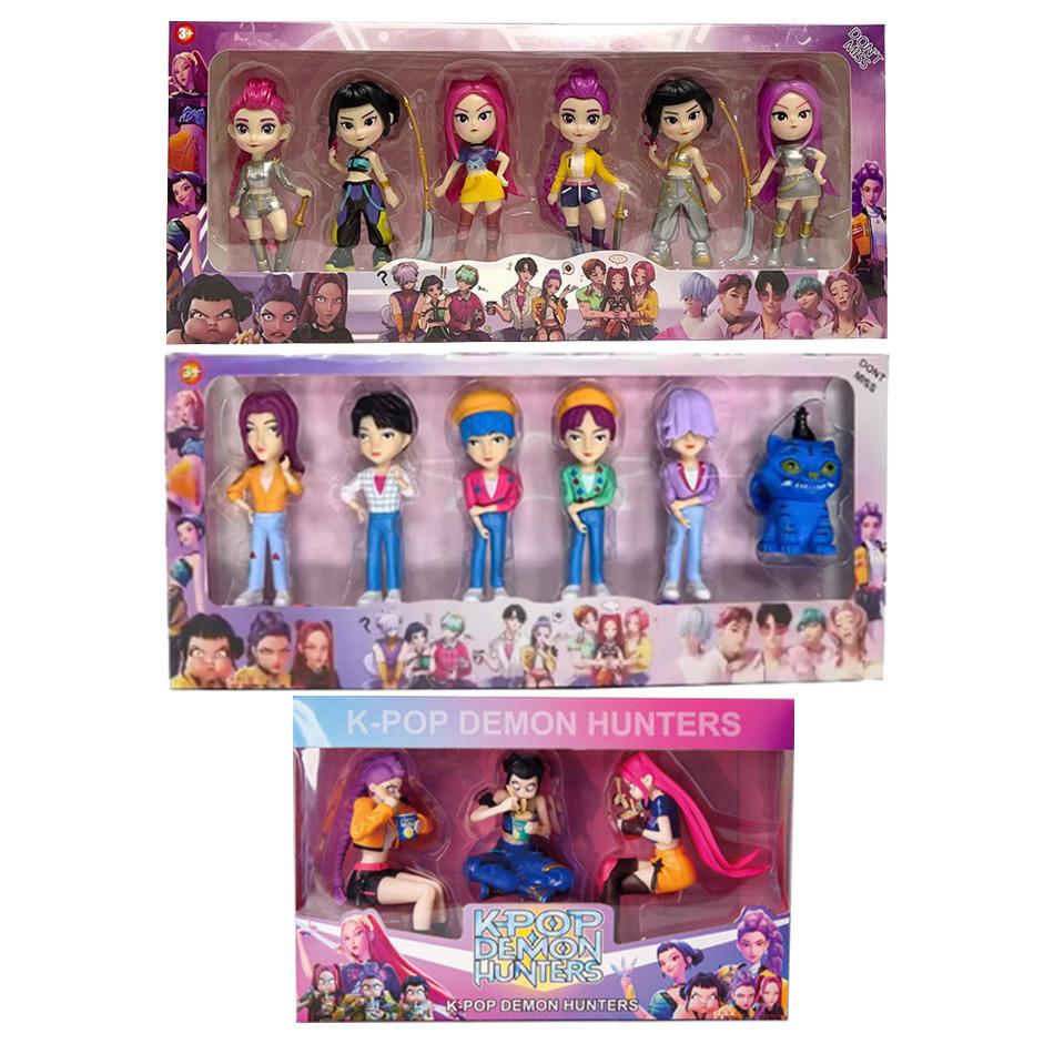 6pcs/Set Kpop Demon Hunters Action Figures Set Derpy Tiger Rumi Mira Zoey Sussy Dolls Collectible Figurines for Fans Christmas