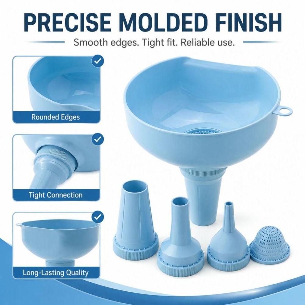 5Pcs/Set Plastic Kitchen Funnel Set Filling Funnels  for Oil Beverage Jam and Liquid Transfer