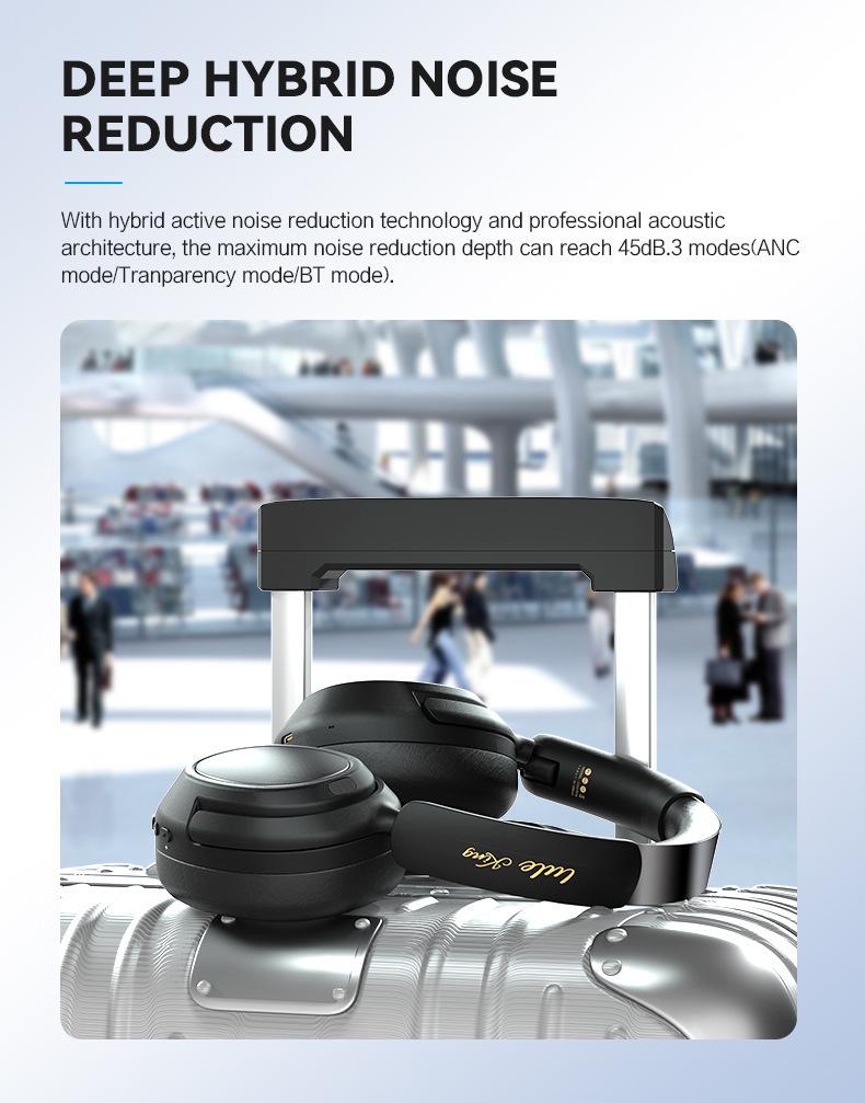 Dual-Feed Low-Latency Wireless Noise-Cancelling Bluetooth Headphones with Long Battery Life and 2.4G Connectivity