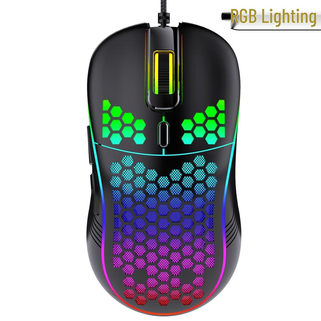 Ergonomic RGB Wired Lightweight Gaming Mouse with Hollow Design