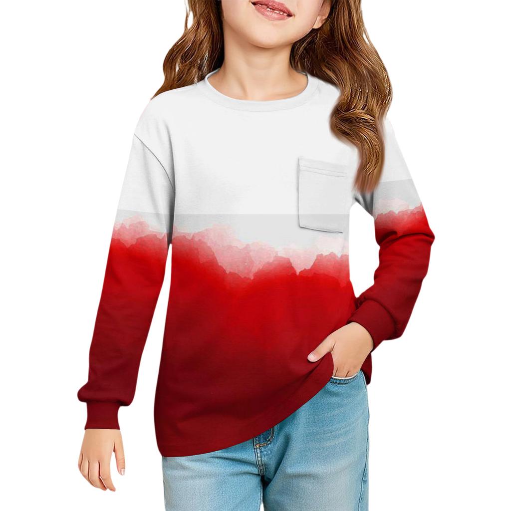 Girls' Long Sleeve Blouse - Round Neck Soft Waist Tunic