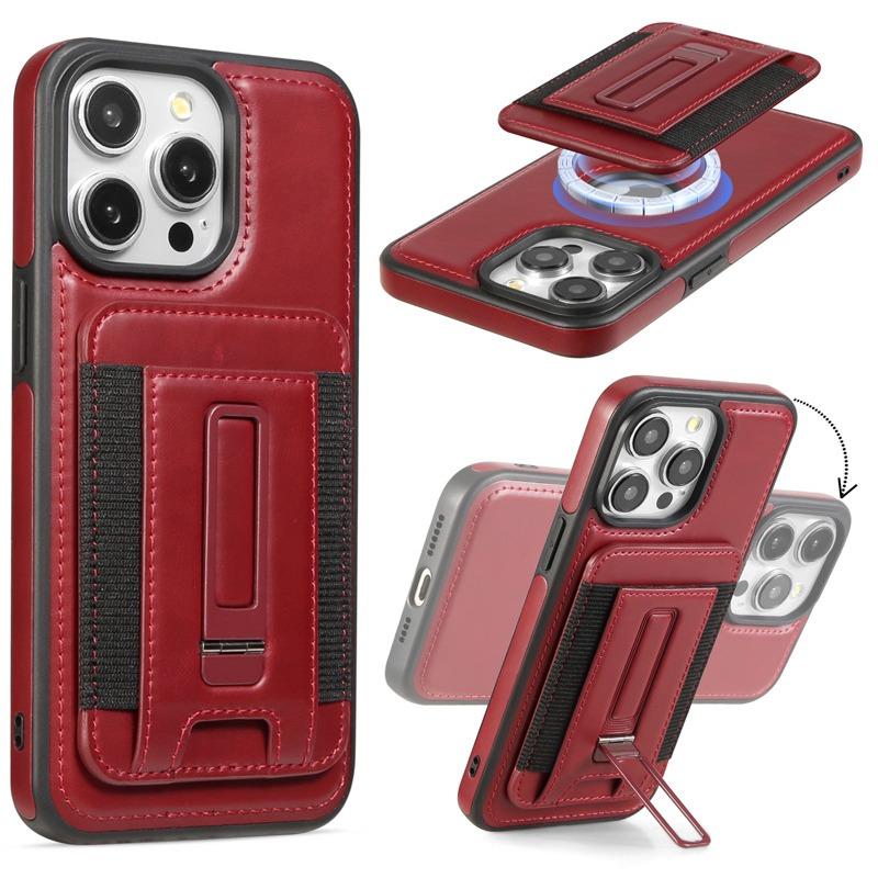 Suitable for IPhone16 Phone Case Magnetic Card Case Stand, Apple 15promax Full Cover 14 Anti-drop 13 Business Set
