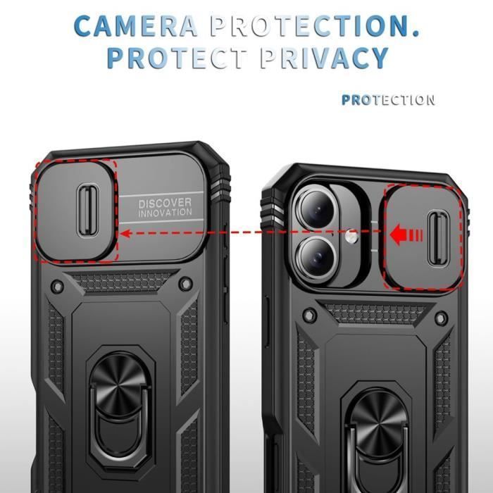 Coque de protection - Protection Renforcée - pour iPhone 16 Plus - Noir - Rigide - Antichoc