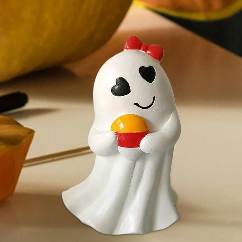 Ghost Statue Ghost Art Sculpture Cute Halloween Figurine Resin Ornament For Desk Bookshelf Mantel Bedroom Haunted House Garden