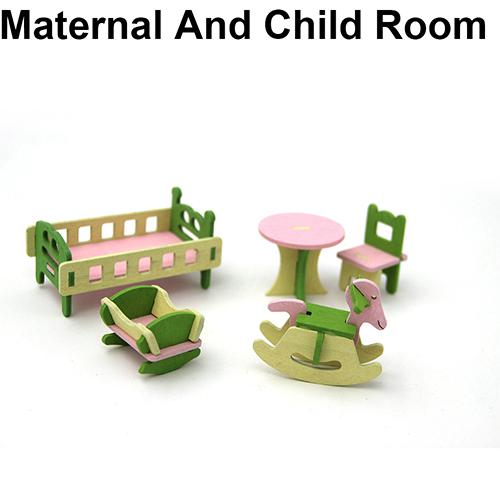 Puppenhaus-Möbel aus Holz, Miniatur-Puppenhaus, Zimmer-Set, Spielzeug, Weihnachtsgeschenk für Kinder