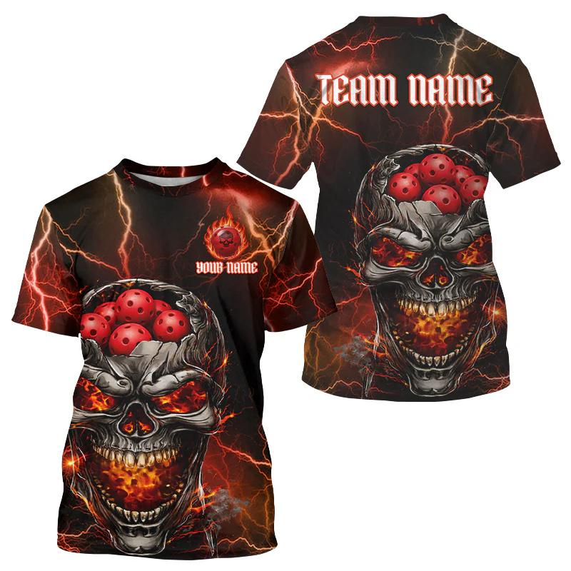 3D Print Cool Flame Graffiti Pattern Pickleball T-shirt Unisex Custom Your Name O-neck Short Sleeve Tee Shirts Summer Breathable
