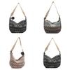 Womens Street Style Canvas Shoulder Bag With Zipper Closure And Mobile Pocket