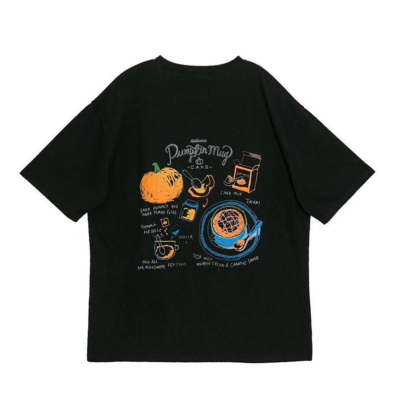 

Женская хлопковая футболка средней длины с принтом букв 2025 - Весна/Лето Японский корейский стиль One Size