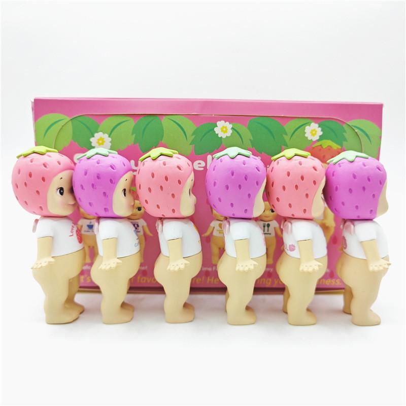 Entzückende Erdbeer-Engel-Figuren Blind Box PVC Sammelspielzeug für Kuchen Geschenke