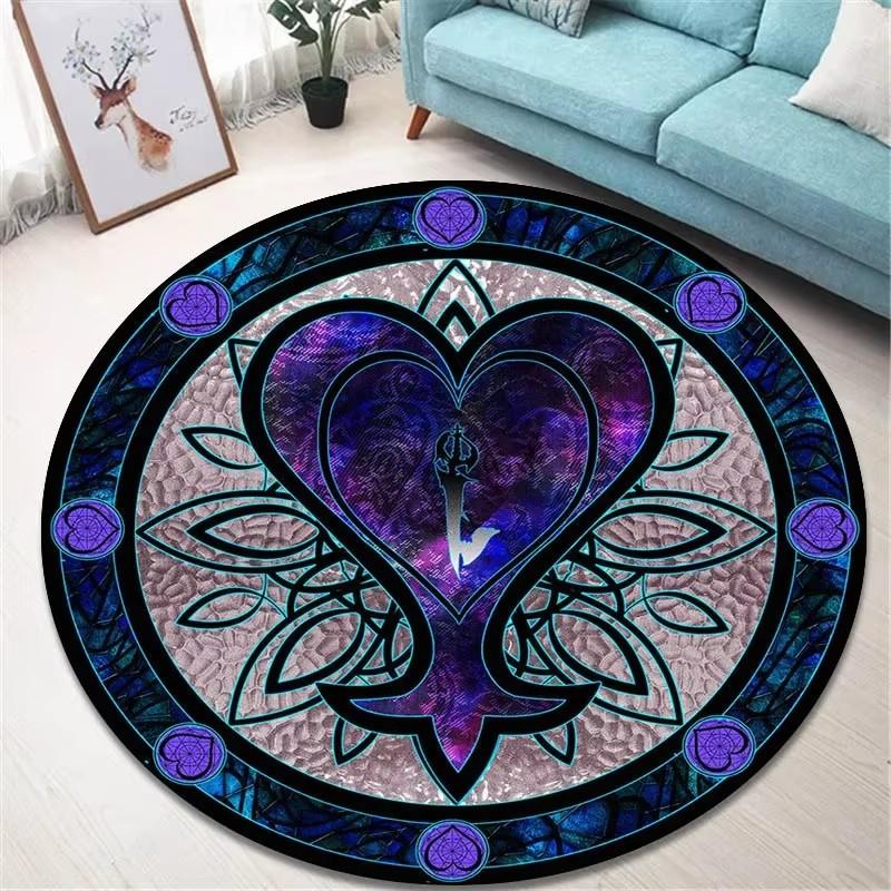 Cartoon Kingdom Hearts Printed Round Carpet Living Room Bedroom Non -slip Carpet Floor Mats Bedroom Decor Birthday Gift