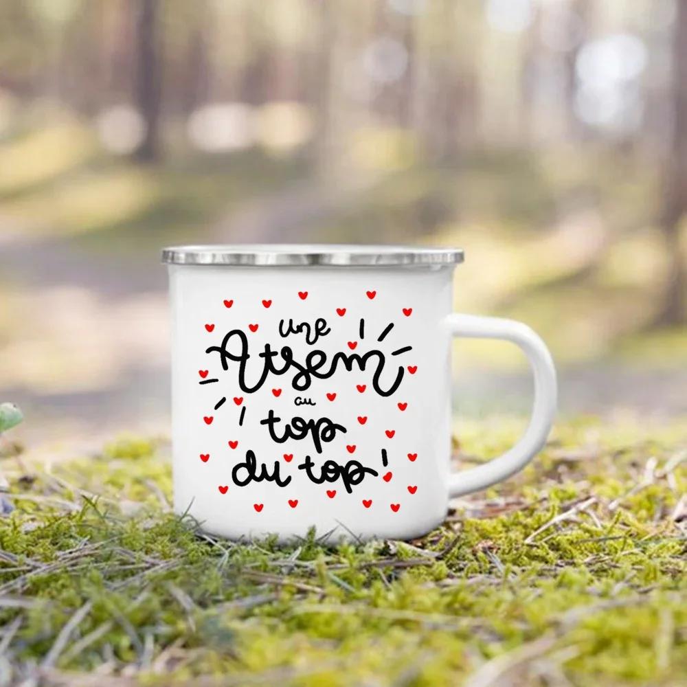Merci Atsem Agenda Print Mugs Creative Coffee Cups Drinks Water Milk Cup Enamel Mug School Home Handle Drinkware Gifts