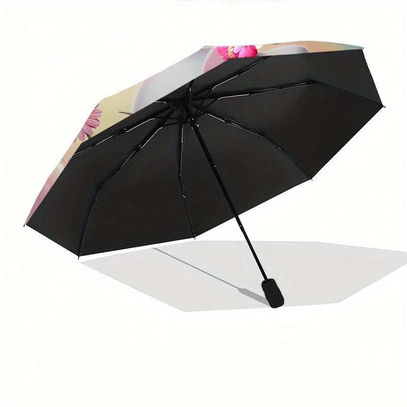 Hello Kitty,Fantasy Scene Automatic Folding Umbrella-Simple 8-Rib Design, Bright Cartoon Pattern, Durable Iron Frame, Suitable For Travel, O