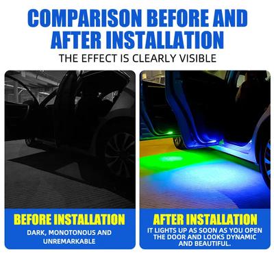 Door Welcome Light/interior Ambient Light Car Door Lighting, Wiring Free Ambient Light Door Opening Warning Sensor Welcome Light